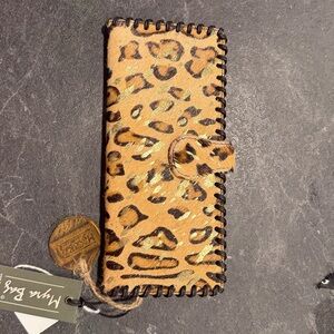 GOLD FERAL WALLET Leopard Print Women's Clutch NEW